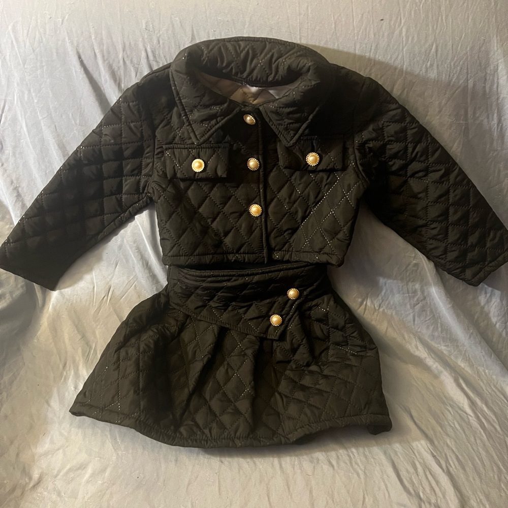 Quilted Black Skirt Set for Kids